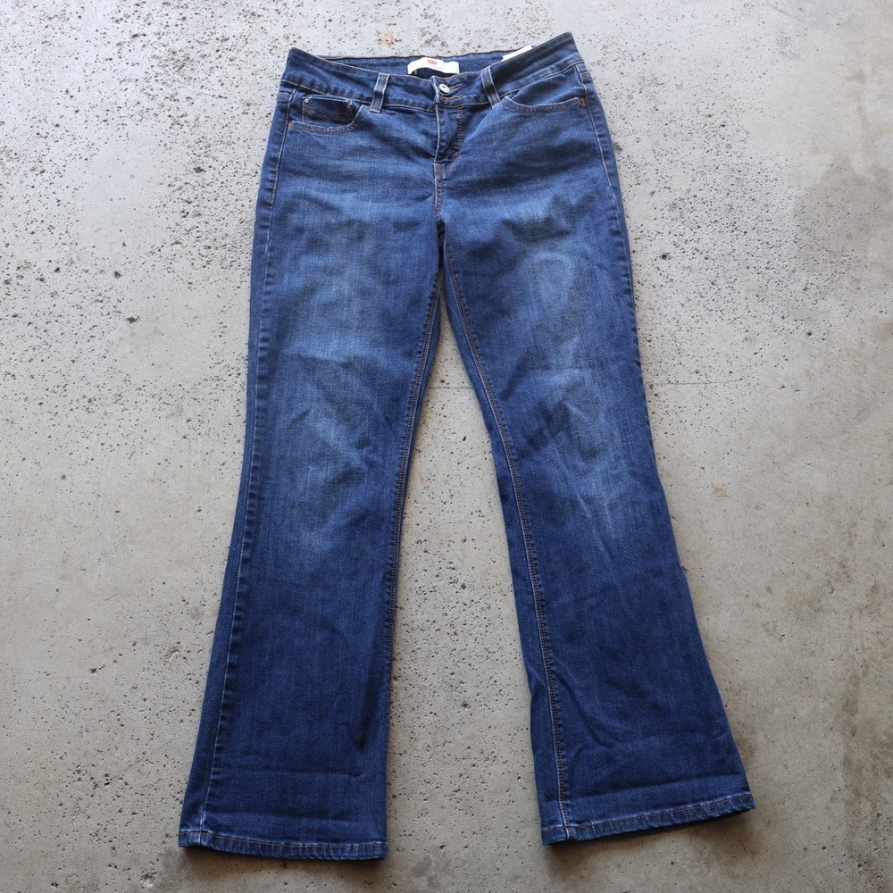 Levi's 526 Slender Boot Women's Size 6 Short Blue Bootcut Stretch Jeans Flap Poc